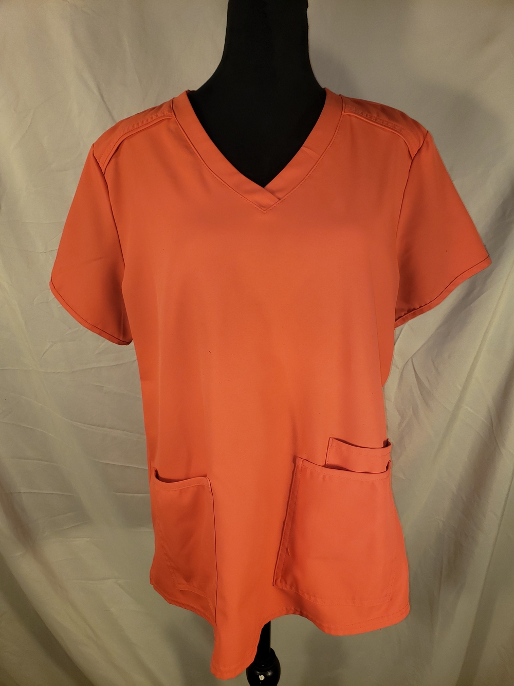Women's Med Couture Coral V-Neck Short Sleeve Scrub Top - L